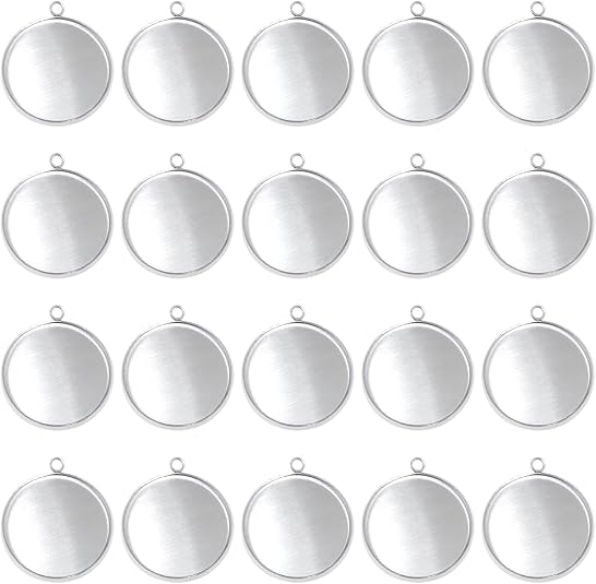 Resin Art Pendant - 20 pièces en acier inoxydable lunette