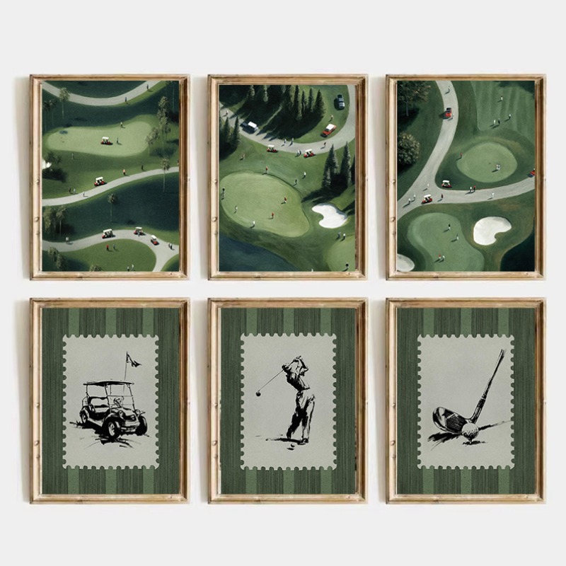 Resin Art Course - Affiche vintage de parcours de golf,