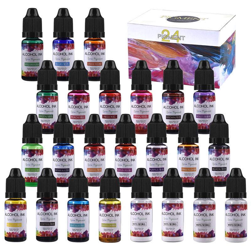 Resin Pigment Alcohol Ink - Ensemble de 24 couleurs de Pigments