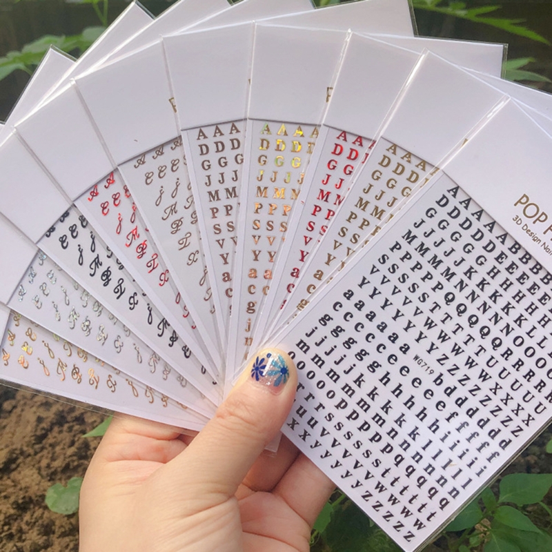 Resin Art Equipment - Autocollants Nail Art alphabet anglais, lettres