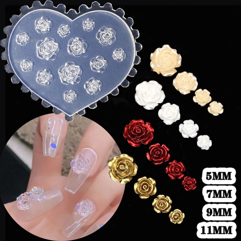 Resin Art Equipment - Décorations d'ongles en forme de rose