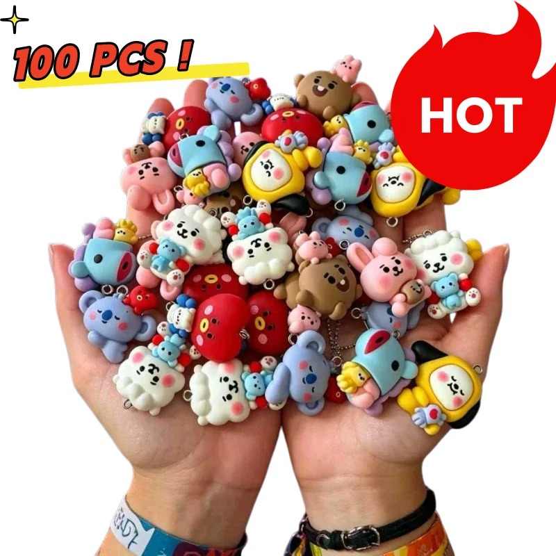 Resin Art Pendant - Breloques en résine BT21, 7 pièces,