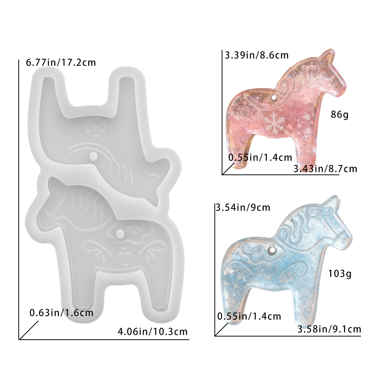 Resin Art Kit With Molds - Moules en silicone Dala Horse pour